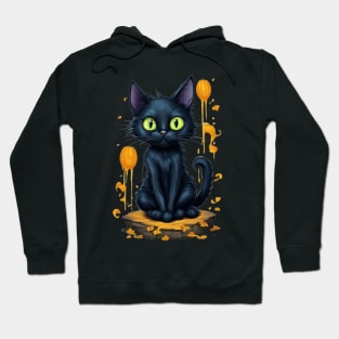 Spooky black cat in haloween Hoodie